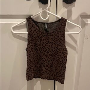 Anthropologie Brown Leopard Crop Top